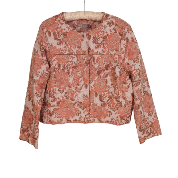 NWT | ASOS Floral Jacquard Cropped Blazer with Raw Edge Details | UK 12/US 8 - Picture 3 of 9